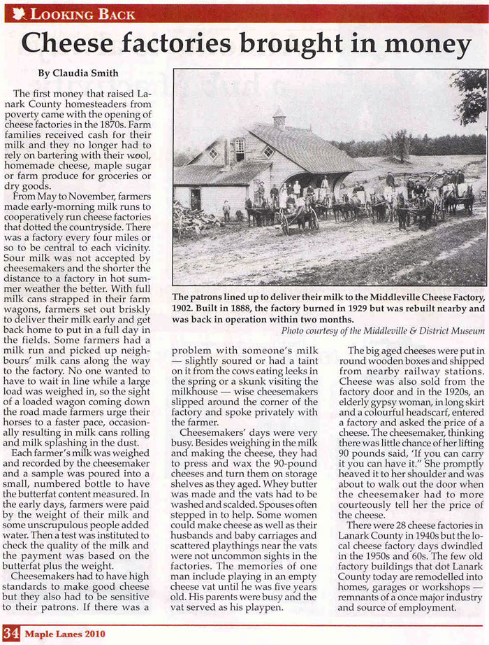 Cheese Factories in Lanark County