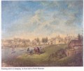 Painting of Perth, 1859; Tay Canal centre; Gore Street Bridge centre distant.